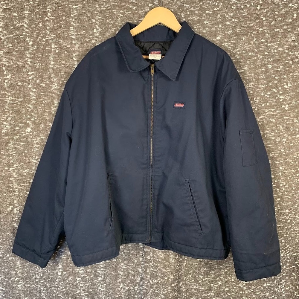 Dickies Jacket Mens 2X Navy Blue Quilted Lined Workwear Zip Up RN20697 Coat